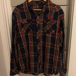 COOGI Men’s XXL Two Pocket Long Sleeve Button Shirt Flannel Pattern